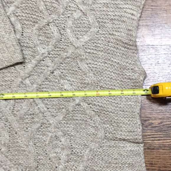 Beige Cowl Neck Cable Poncho - Picture 5 of 8